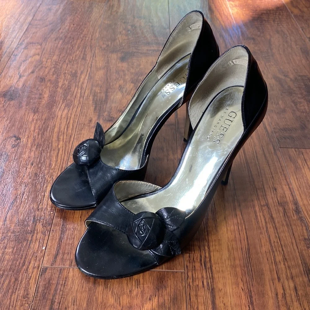 Black flower peep toe heel - Picture 1 of 3